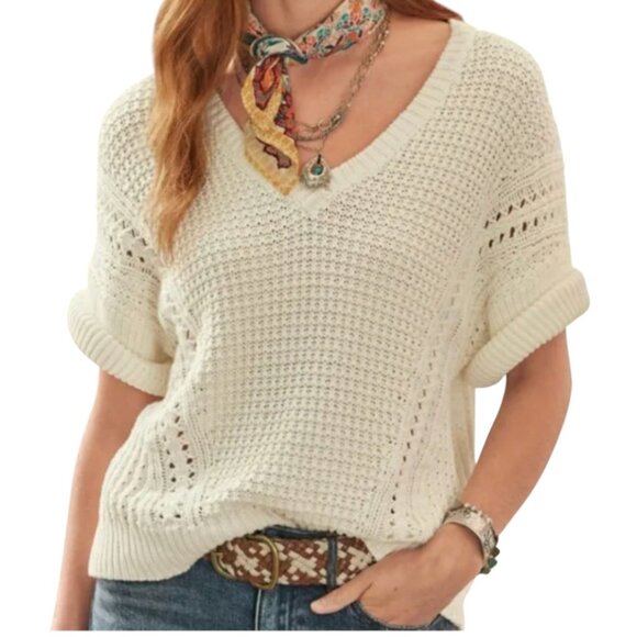 Sundance Sweaters - Sundance Cotton My Everyday Short Sleeved Ivory Sweater I Size: XXL